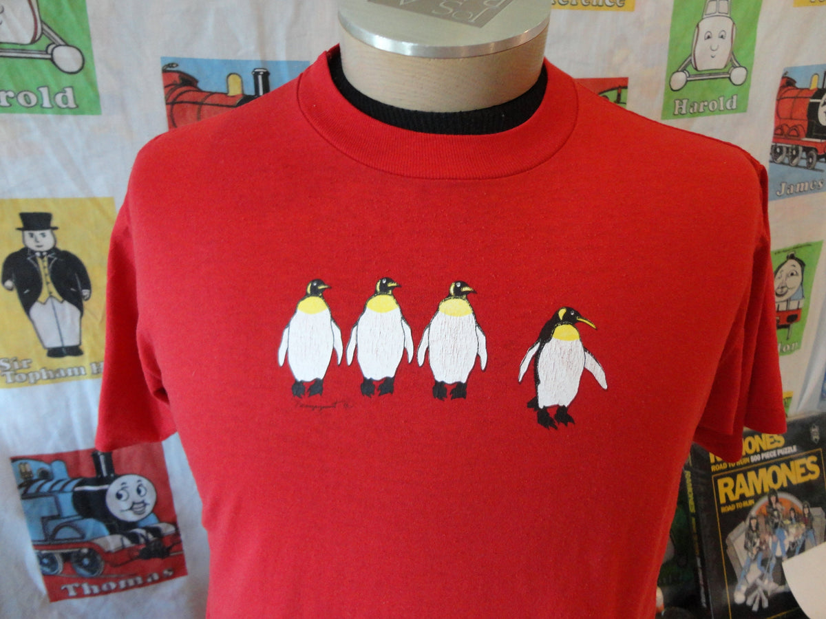 Vintage 8039s Penguins Red Tee Penguin single Stitch T Shirt Size L Graphic Tee – Feel-Good Design · Must-Have Style