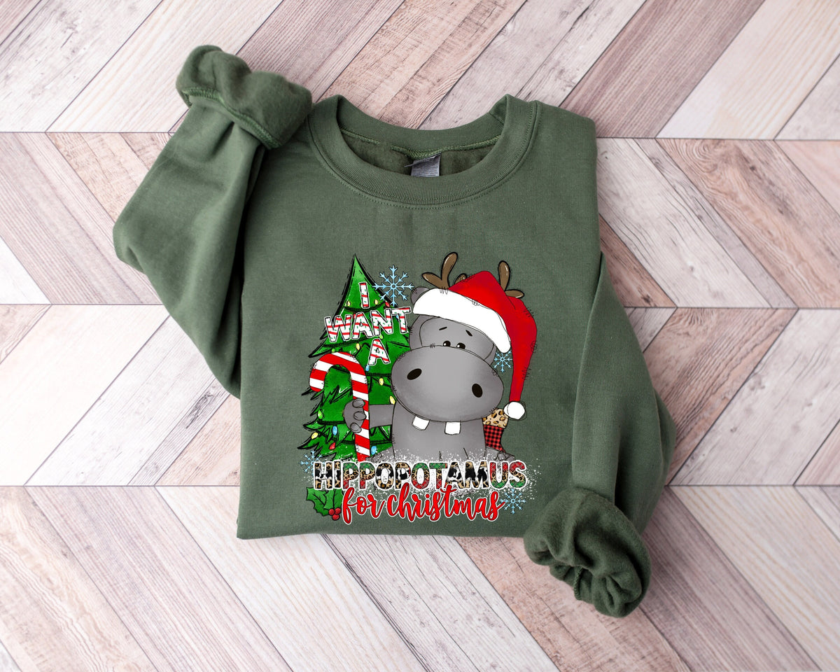 I Want a Hippopotamus for Christmas Shirt Hippo Shirt Christmas Hippo Shirt Christmas Hippo Sweatshirt Hippo Family Matching Shirt Sweatshirt – Feel-Good Design · Trending Graphic Apparel