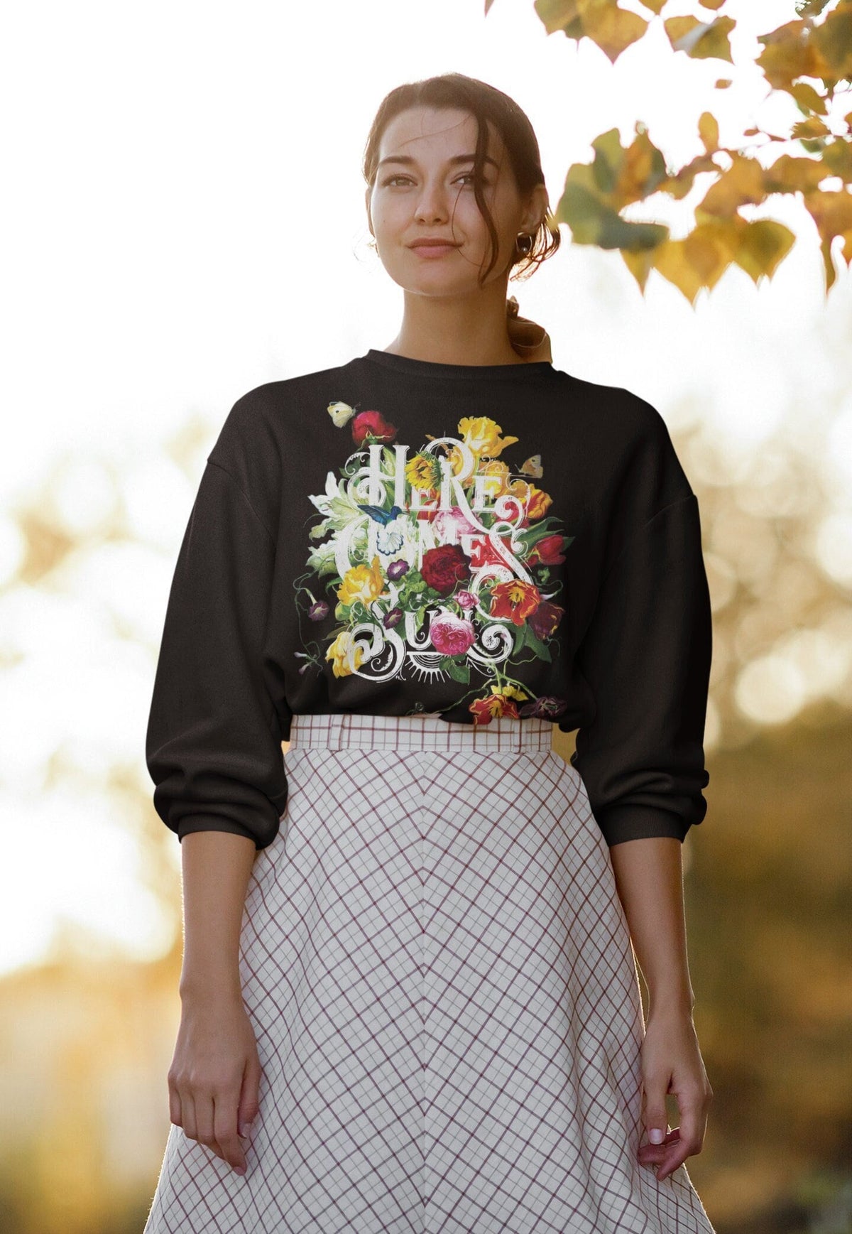 Here Comes The Sun Floral Sweatshirt Cool Flower Sweater Novelty Pullover Cute Positive Jumper Cozy Winter Fleece Soft Christmas Shirt Sweatshirt – Everyday Comfort · Perfect For Daily Wear