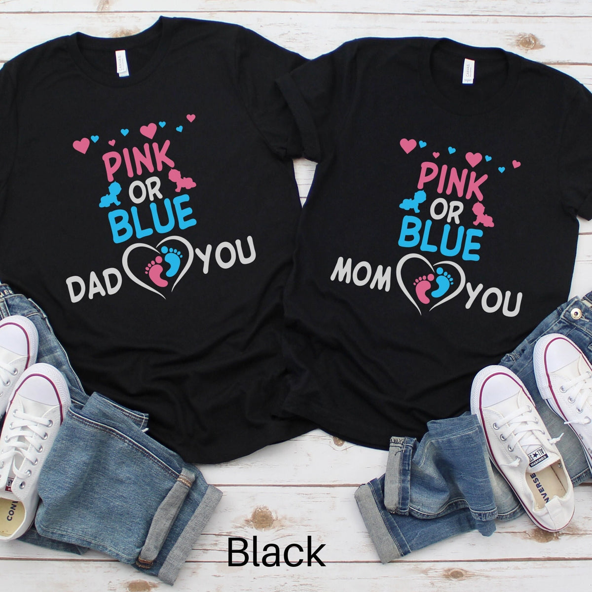 Pink or Blue We Love You Shirt Gender Reveal Party Shirt Baby Announcement Shirt Team Boy Team Girl He or She Gender Reveal Ideas Graphic Tee – Premium Graphic · Trending Graphic Apparel