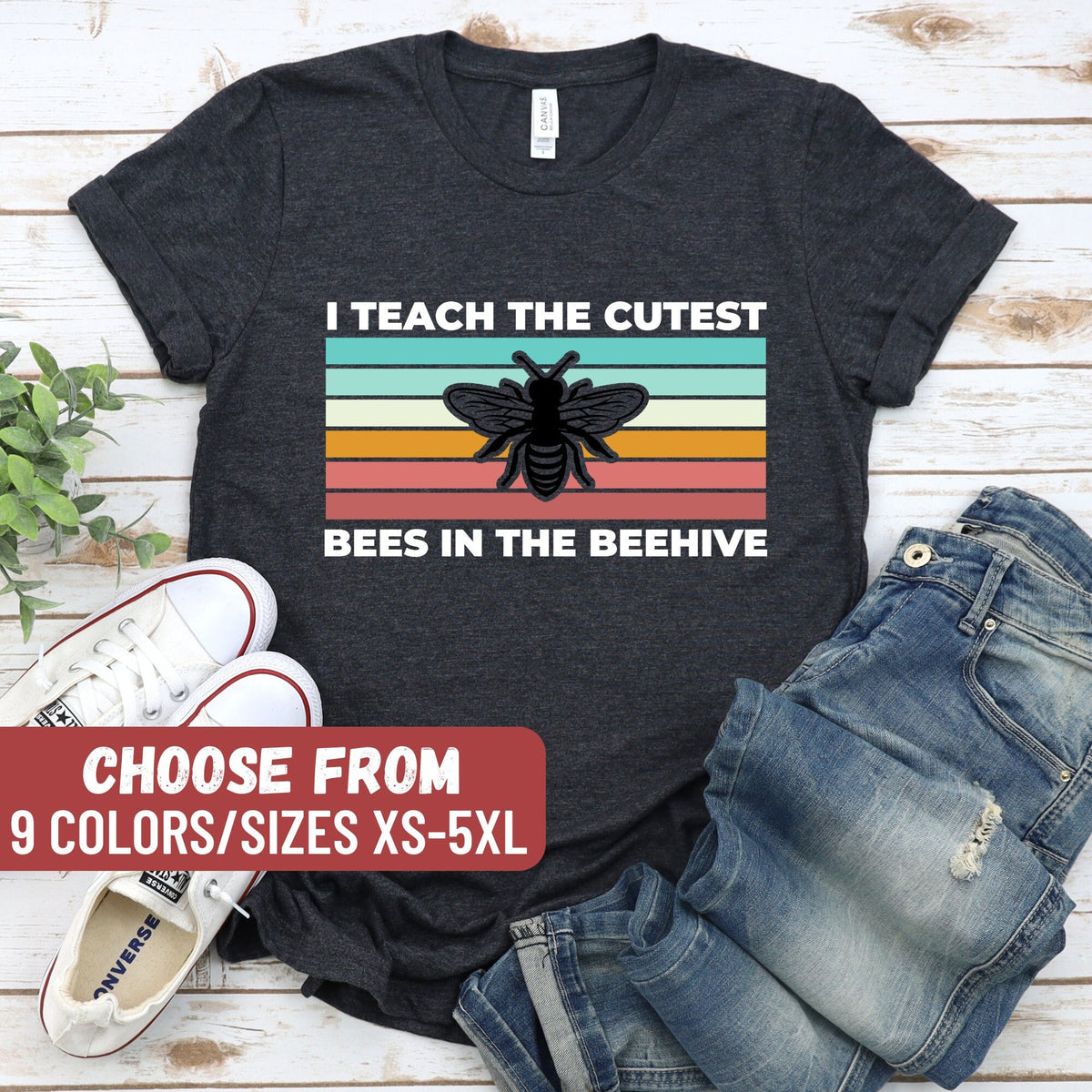 Teacher Shirt School Shirt Teach Shirt Back To School Shirt Teacher Crewneck Bee Shirt I Teach The Cutest Bees In The Hive TShirt Graphic Tee – Aesthetic Look · High-Quality Print