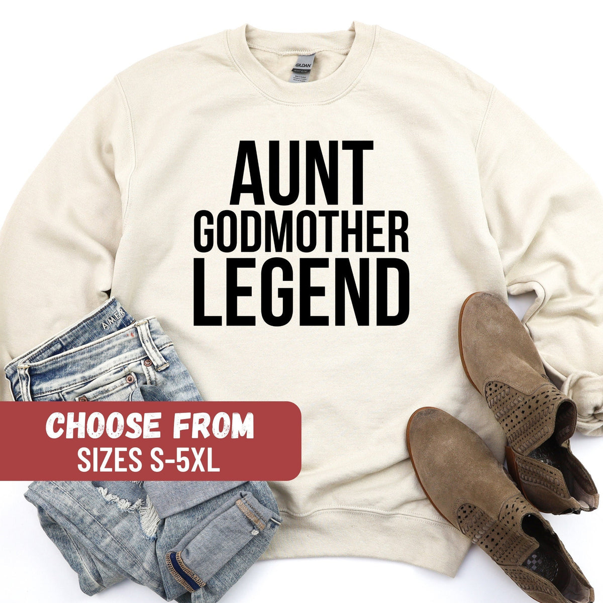 Aunt Sweatshirt Godmother Gifts Funny Godparent Sweatshirt Cute Aunt Shirt Gift For Aunt Lover Aunt Godmother Legend Sweatshirt Sweatshirt – Easygoing Wear · High-Quality Print