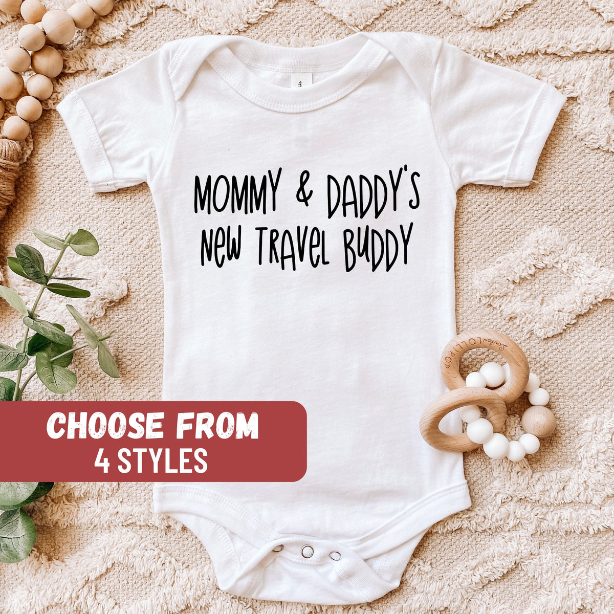 Pregnancy Announcement Baby Bodysuit Baby Shower Gift Travel Baby Bodysuit Baby Gift Mommy And Daddy39s New Travel Buddy Baby Bodysuit Graphic Tee – Cozy Vibes · High-Quality Print