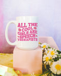 Funny Speech Therapist Gift with Hot Pink Aesthetic 15 Oz Coffee Mug Cute Speech Therapy Coffee Mug for School Therapist Speech Teacher Graphic Tee – Soft Feel · Great Gift For Fans