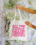Funny Speech Therapist Tote Bag with Hot Pink Aesthetic and Retro Flowers Tote Bag for Her Speech Teacher Gift Teacher Appreciation Day Tote Bag – Aesthetic Look · Perfect For Daily Wear