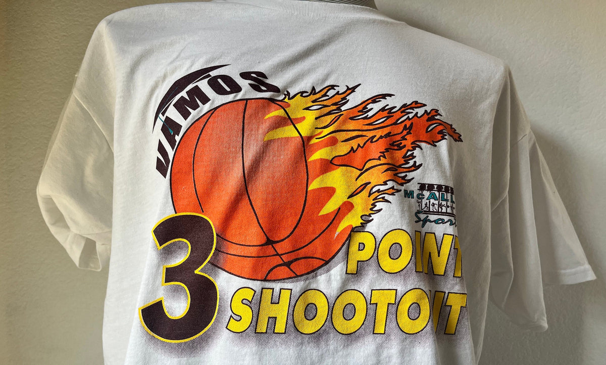 Vintage 9039s Vamos 3 Point Shootout Basketball T Shirt Size L Graphic Tee – Feel-Good Design · Perfect For Daily Wear