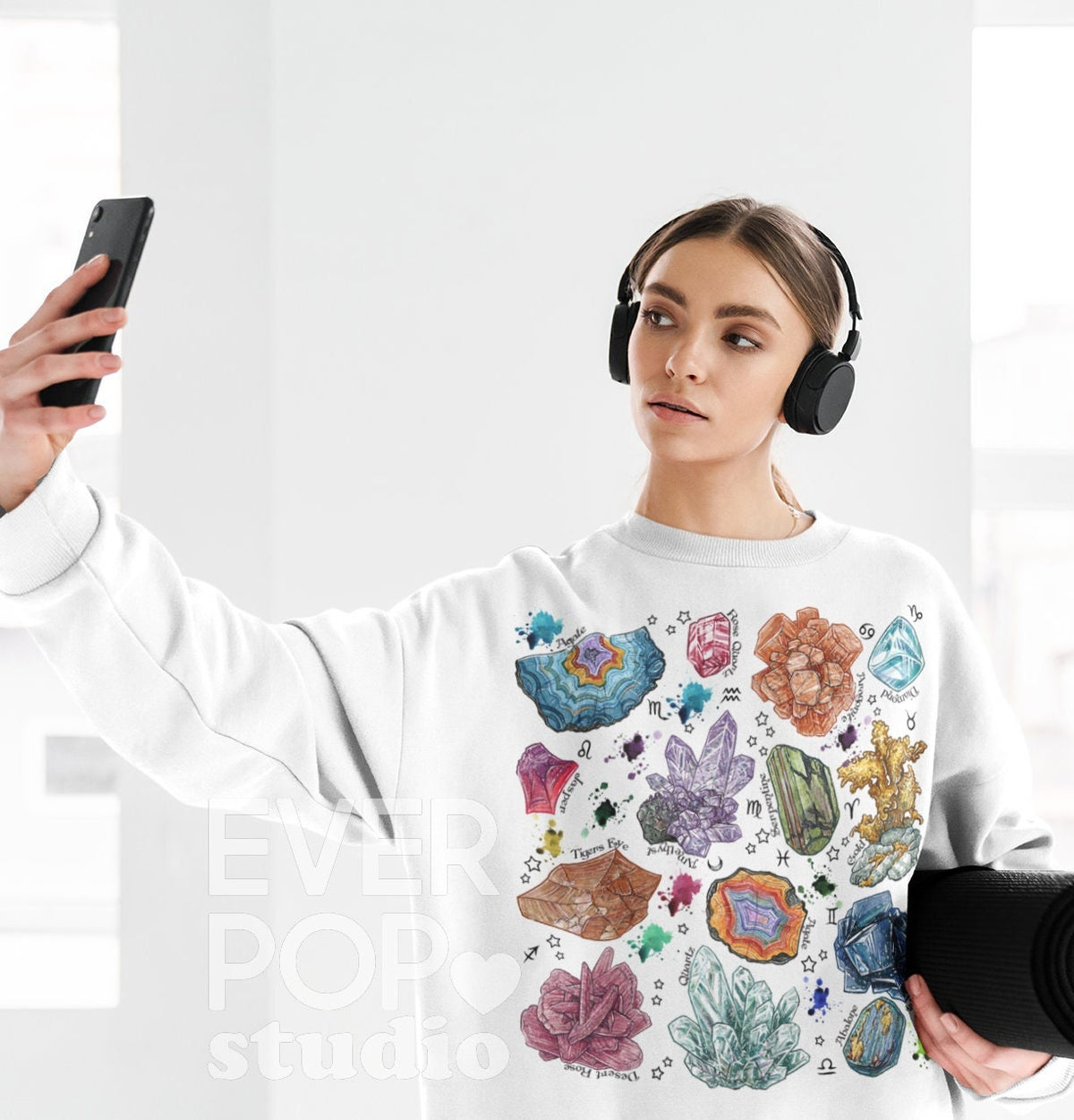 Crystal Sweatshirt Aesthetic Sweater Celestial Pullover Cute Hippie Jumper Holiday Sweatshirts Oversized Crewneck Cozy Fleece Shirt Sweatshirt – Warm & Stylish · Top Pick For Any Outfit