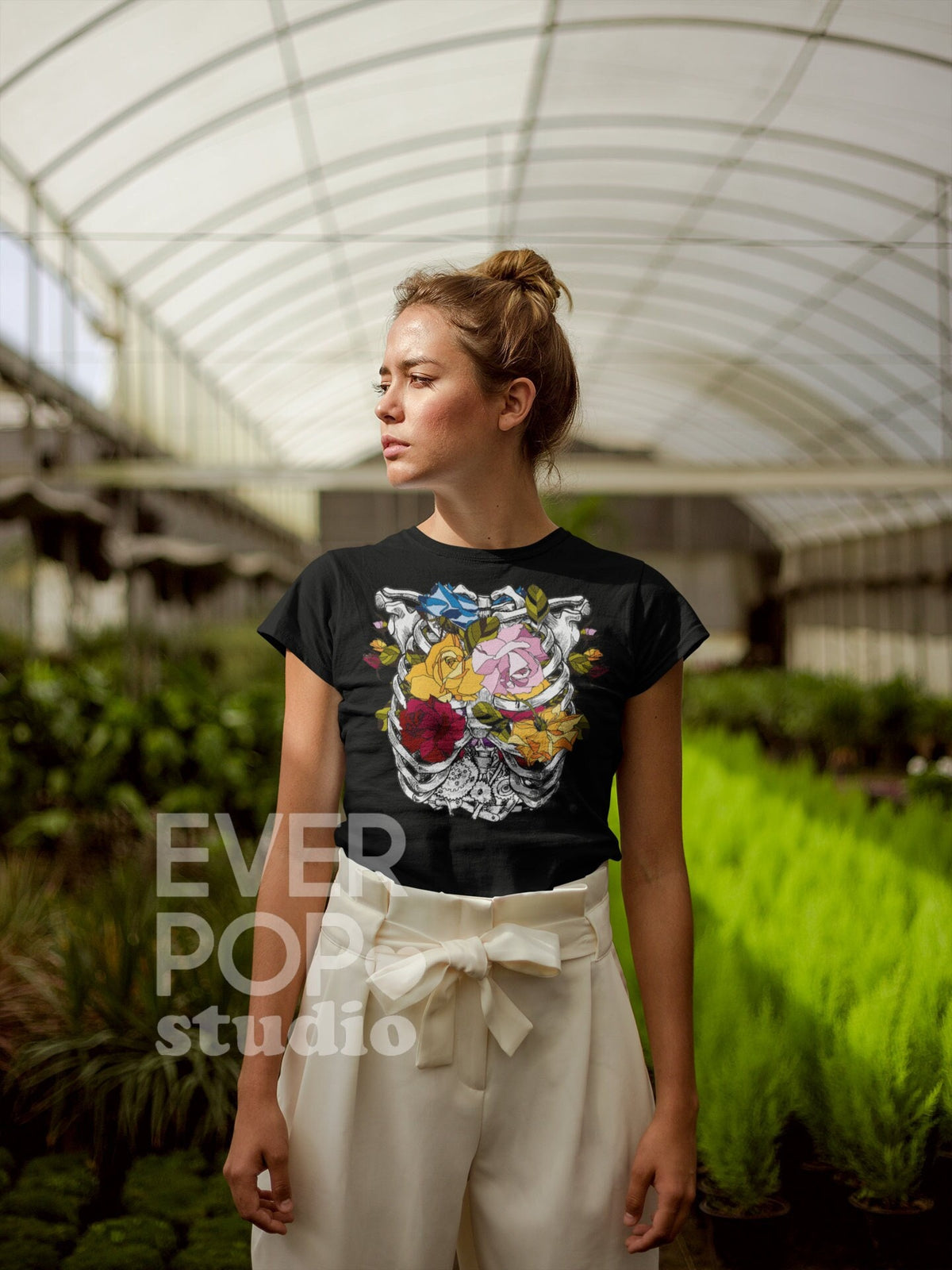 Rib Cage Shirt Anatomy Tshirt Floral Graphic Tee Skeleton T shirt Goth Clothing Gothic Tops Steampunk Shirts Graphic Tee – Cozy Vibes · Perfect For Daily Wear
