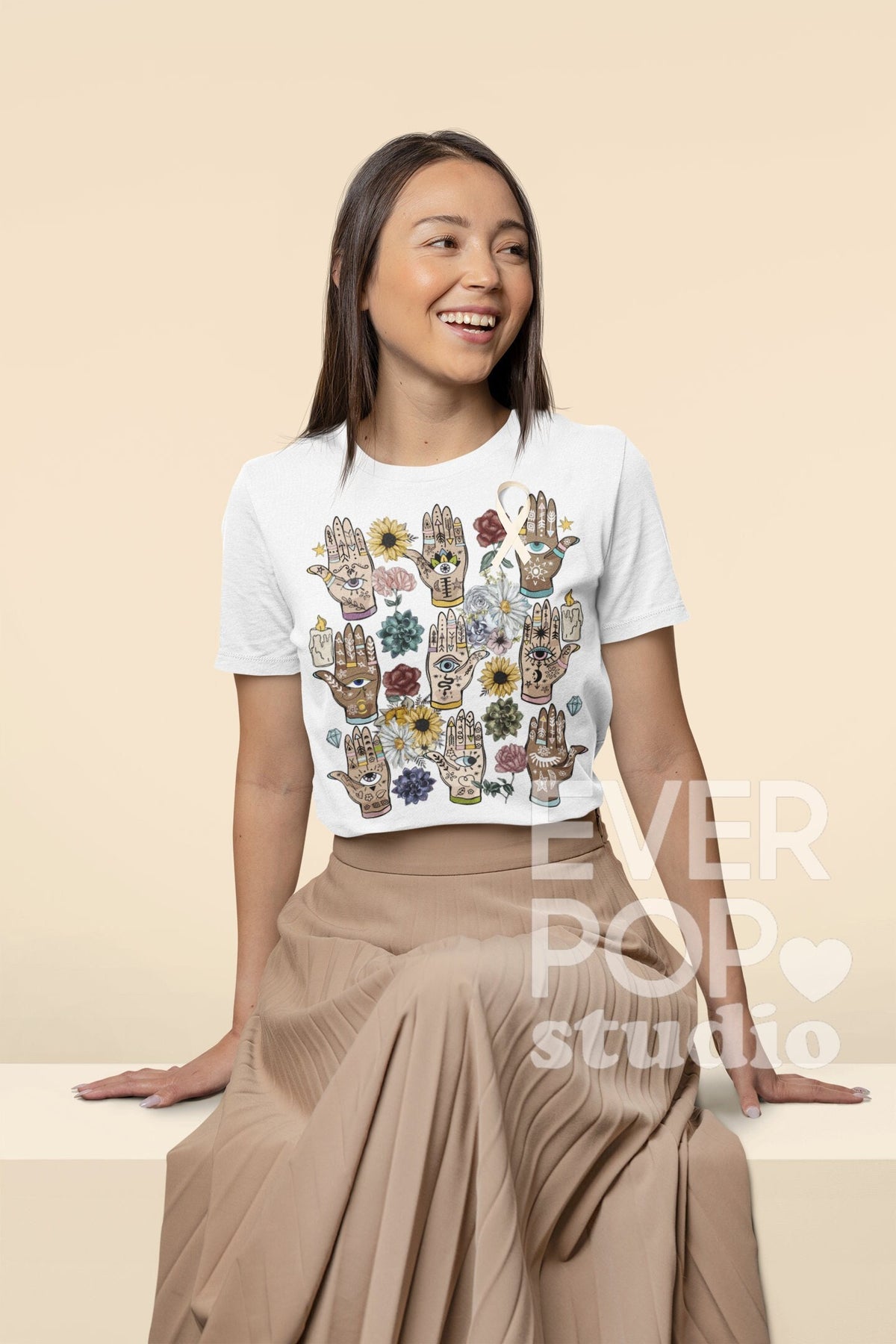 Hamsa Hand Shirt Evil Eye T Shirt Cute Melanin Tshirt Stylish Witchy Print Hippie Graphic Tee Soft Goth Clothing Trendy Wildflower Graphic Tee – Fan Favorite · High-Quality Print