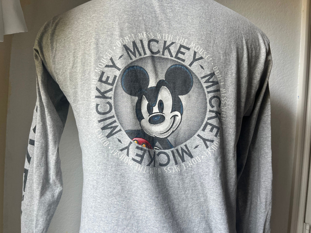 Vintage 9039s Mickey Mouse Long Sleeve Gray TShirt Size M Graphic Tee – Easygoing Wear · Trending Graphic Apparel