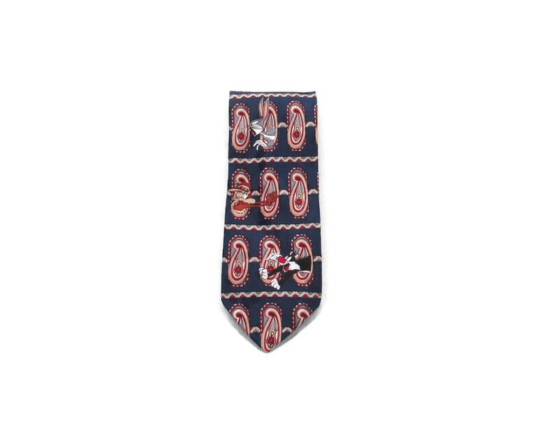Vintage 1995 Looney Tunes Paisley Tie 9039s Bugs Bunny Taz Daffy Duck Cartoon Novelty Necktie Graphic Tee – Everyday Comfort · Top Pick For Any Outfit