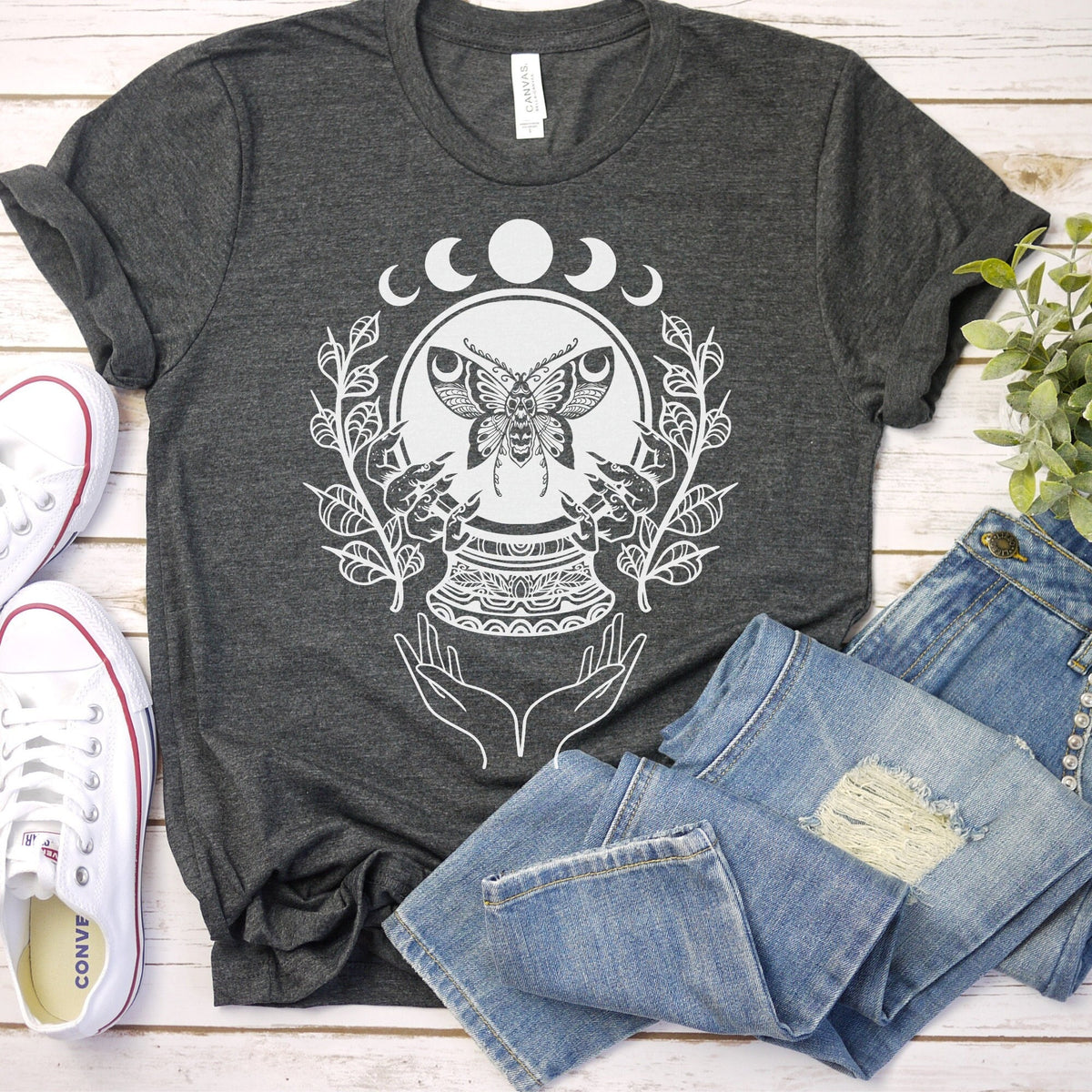 Moth Shirt Celestial Shirt Moon Phase Shirt Mystical Shirt Moon Phase Mushroom Shirt Moth T shirt Witchy Shirt Moth Tshirt Moth Tee Graphic Tee – Bold Style · Top Pick For Any Outfit