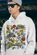 Chameleon Hoodie Parrot Sweatshirt Bird Reptile Sweater Animal Graphic Tee Colorful Boho Print Tropical Rose Shirt Rainbow Print Hoodie – Premium Graphic · Great Gift For Fans