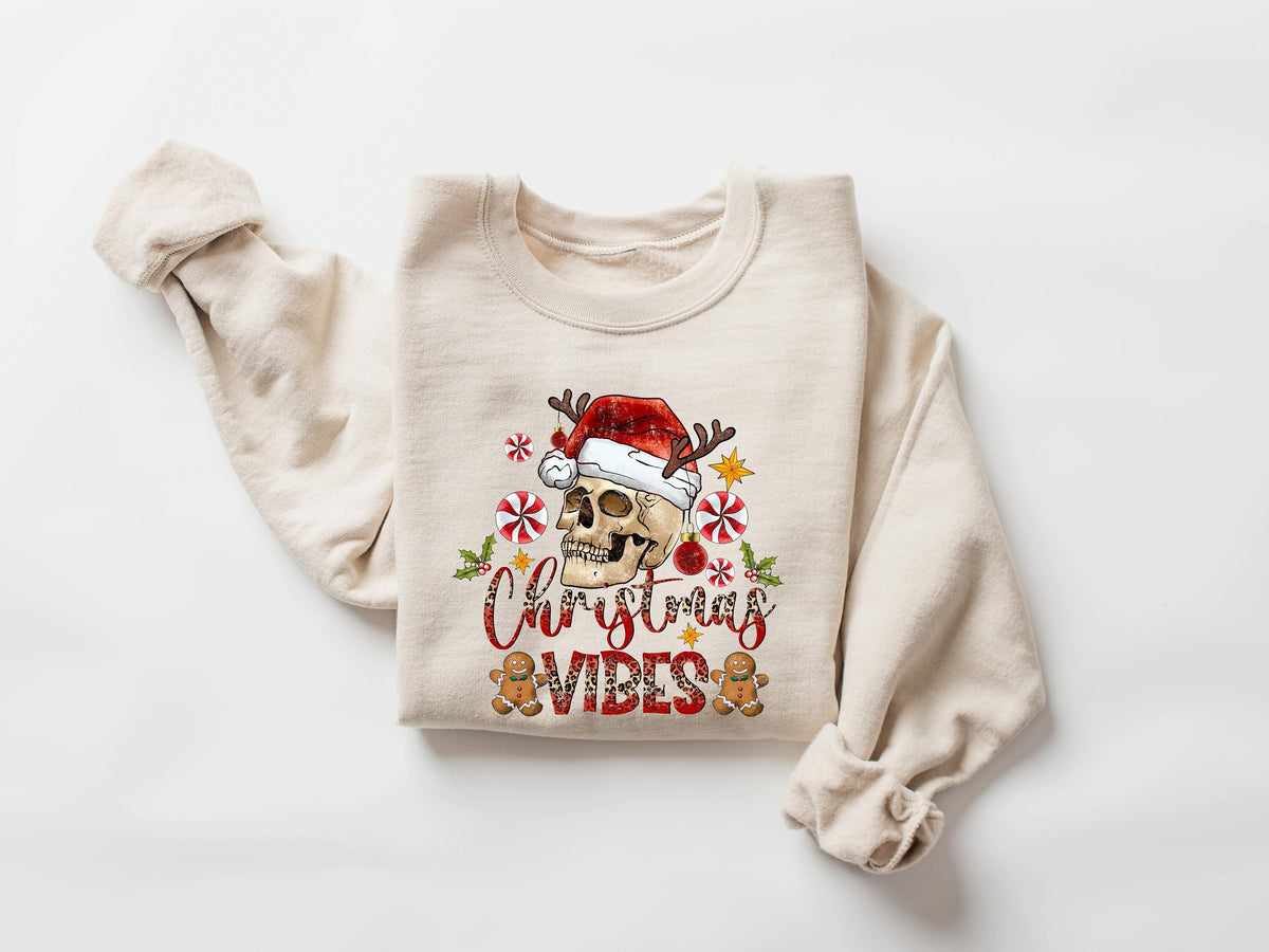 Christmas Vibes SweatshirtChristmas Skull ShirtChristmas GiftHoliday GiftHoliday SweatshirtChristmas Family Matching Shirt Sweatshirt – Easygoing Wear · Top Pick For Any Outfit