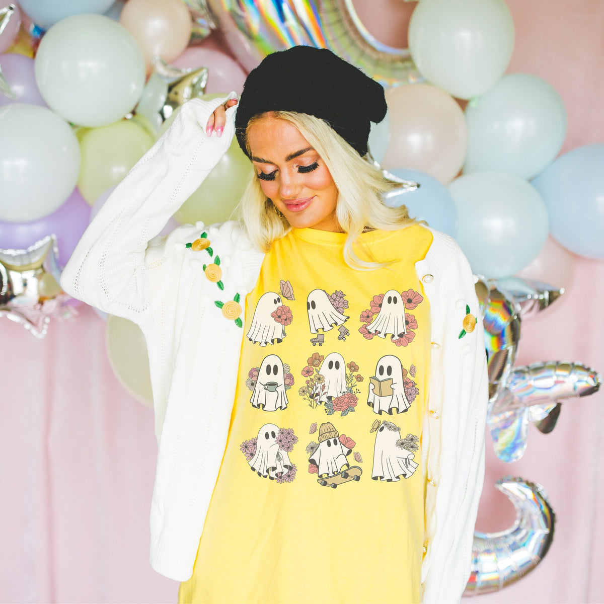 Girly Floral Ghost Tee Shirt for Halloween Pastel Goth Groovy Ghosts with Flowers and Boho Butterflies Funny Ghost Shirt for Spooky Season Graphic Tee – Feel-Good Design · Great Gift For Fans