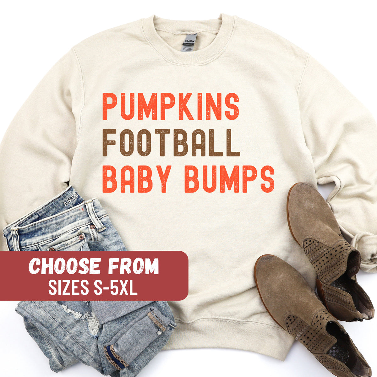 Pregnancy Announcement Sweatshirt Fall Maternity Sweater Football Baby Reveal Baby Announcement Pumpkins Football Baby Bumps Sweatshirt Sweatshirt – Everyday Comfort · High-Quality Print