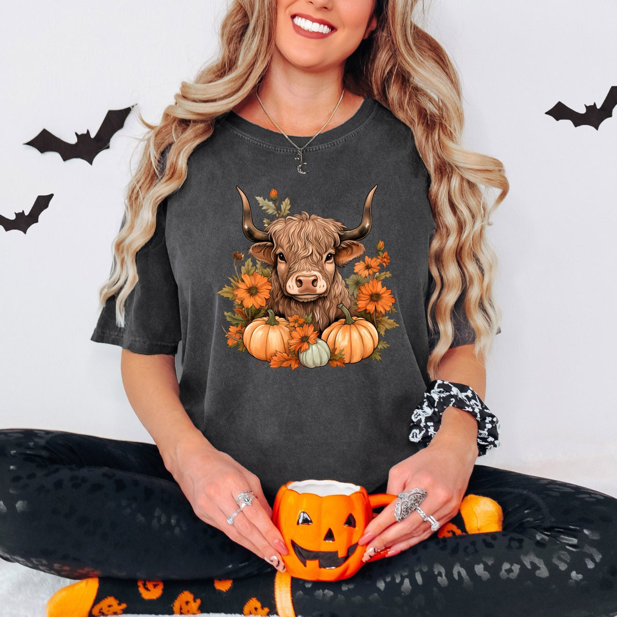 Fall DTF Transfers Highland cow illustration Highland cow DIY DTF Art Transfers Highland Cow Design Autumn Themed Transfers Highland Cow Htv Graphic Tee – Everyday Comfort · Great Gift For Fans