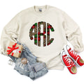 Custom Faux Embroidery Monogrammed Christmas Sweatshirt Sweatshirt – Cozy Vibes · Perfect For Daily Wear