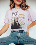 Funny American History Tee Shirt for History Buff Spill The Tea Teacher Appreciation Gift with Flowers Whimsigoth George Washington Tee Graphic Tee – Everyday Comfort · Perfect For Daily Wear