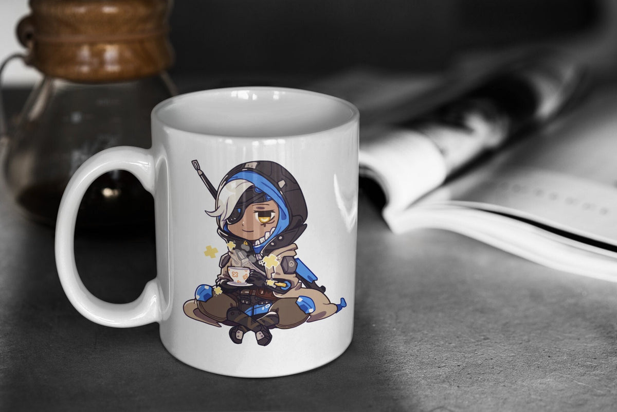 Overwatch 2 Cute Chibi Ana 11oz White Glossy Mug Perfect Gift for Gamers and Overwatch Fans Graphic Tee – Easygoing Wear · Must-Have Style