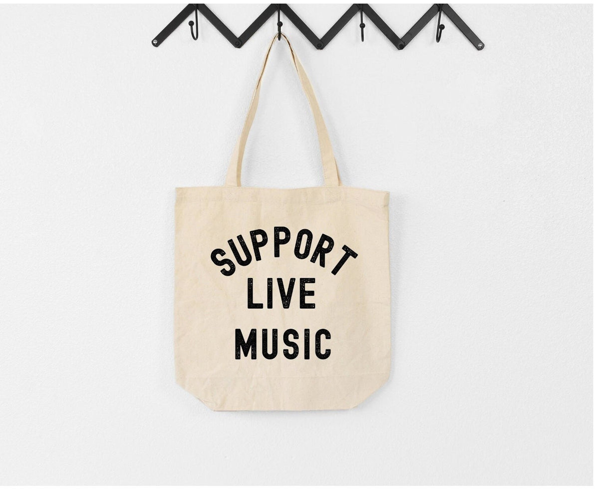 Support Live Music Canvas Tote Bag Concert Bag Music Festival BAg Tote Bag – Bold Style · High-Quality Print
