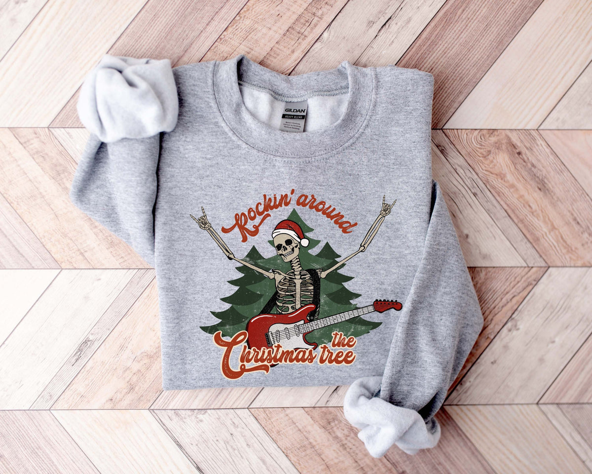 Christmas Sweatshirt Rockin Around the Christmas Tree Shirt Holiday Sweater Merry Christmas Shirt Minimal Christmas Sweatshirt Xmas Tee Sweatshirt – Fan Favorite · Trending Graphic Apparel