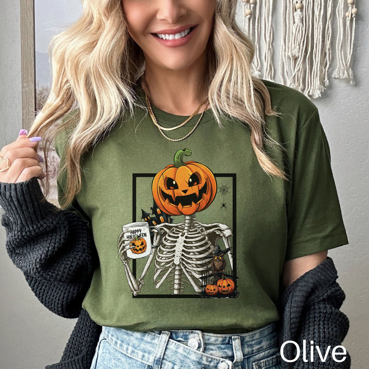 Pumpkin Skeleton Shirt Halloween Coffee Shirt Skeleton Coffee Shirt Funny Skeleton Shirt Spooky Season Tee Coffee Lover Gift Graphic Tee – Everyday Comfort · Great Gift For Fans