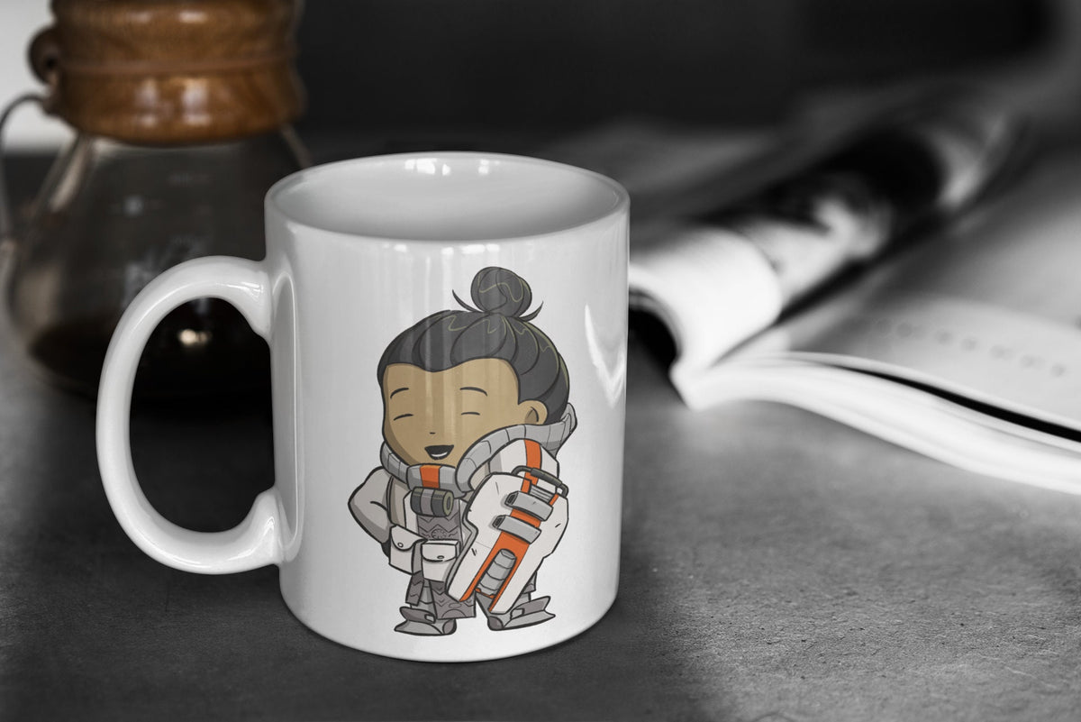 Apex Legends Cute Chibi Gibraltar 11oz White Glossy Mug Perfect Gift for Gamers and Apex Legends Fans Graphic Tee – Bold Style · High-Quality Print