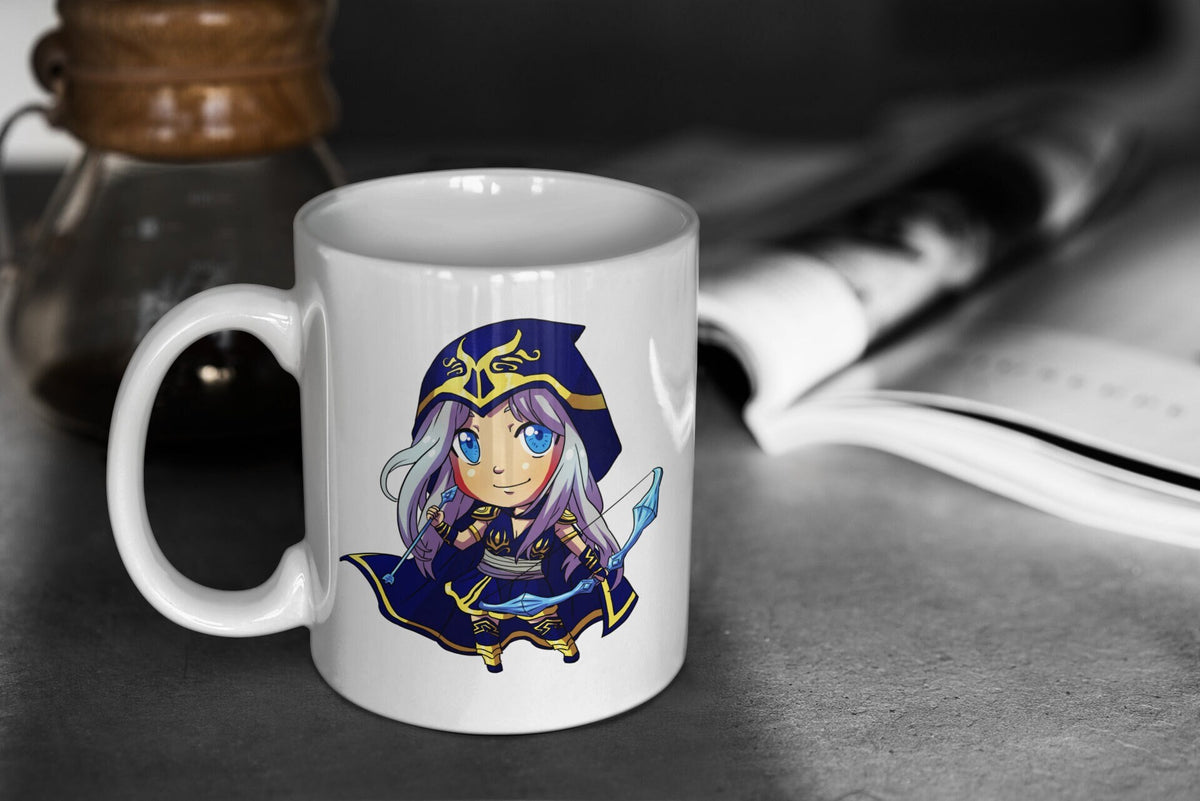 League of Legends Cute Chibi Ashe 11oz White Glossy Mug Perfect Gift for Gamers and LoL Fans Graphic Tee – Cozy Vibes · Must-Have Style