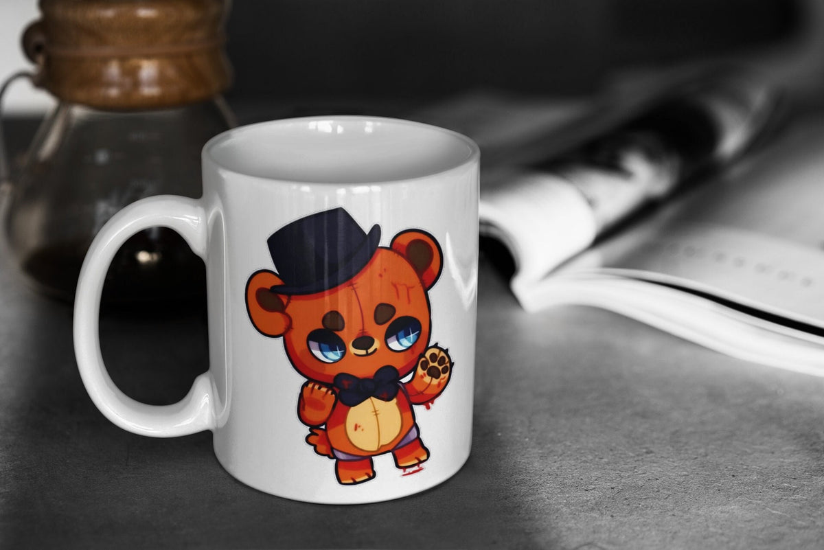 Five Nights at Freddy39s Cute Chibi Freddy Fazbear 11oz White Glossy Mug Perfect Gift for Gamers and FNaF Fans Graphic Tee – Soft Feel · High-Quality Print