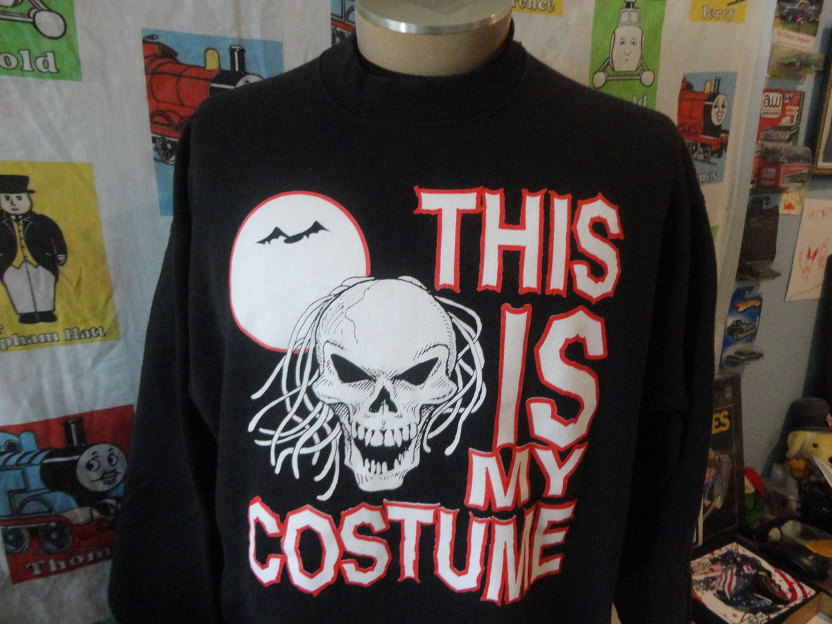 Vintage 9039s This Is My Halloween Costume Black Crewneck Sweatshirt Size XL Sweatshirt – Easygoing Wear · Trending Graphic Apparel