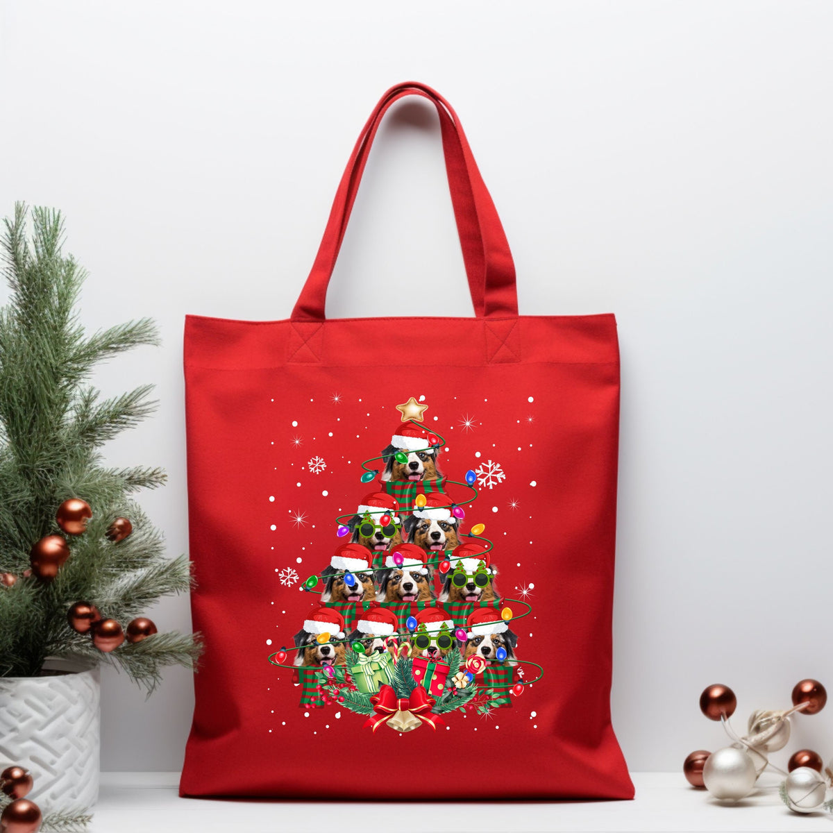 Christmas Xmas Stocking Filler Australian Shepherd Dog Bag For Men Women Kids Dog Themed Xmas Cotton Tote Bag For Life Xmas Sack Tote Bag – Feel-Good Design · Great Gift For Fans