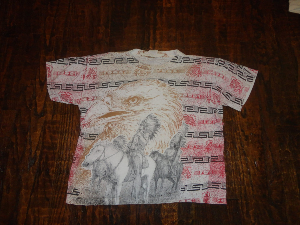Vintage 9039s Eagle Native American Indian AOP all Over Print T Shirt L Graphic Tee – Soft Feel · Great Gift For Fans