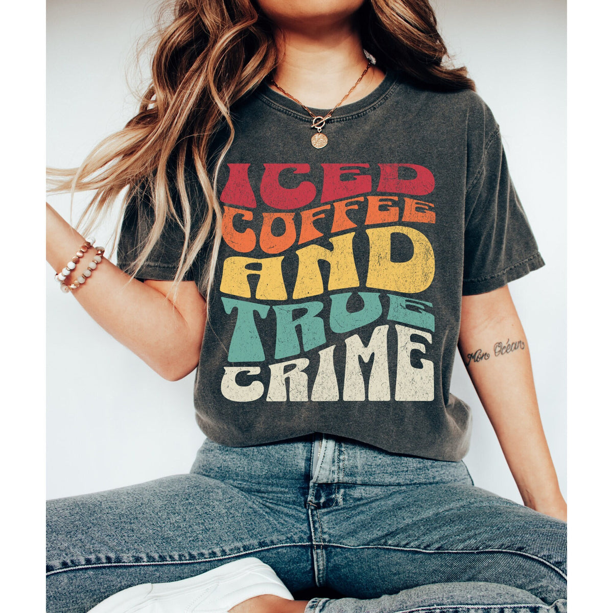 Iced Coffee and True Crime Shirt Graphic Tee – Warm & Stylish · High-Quality Print