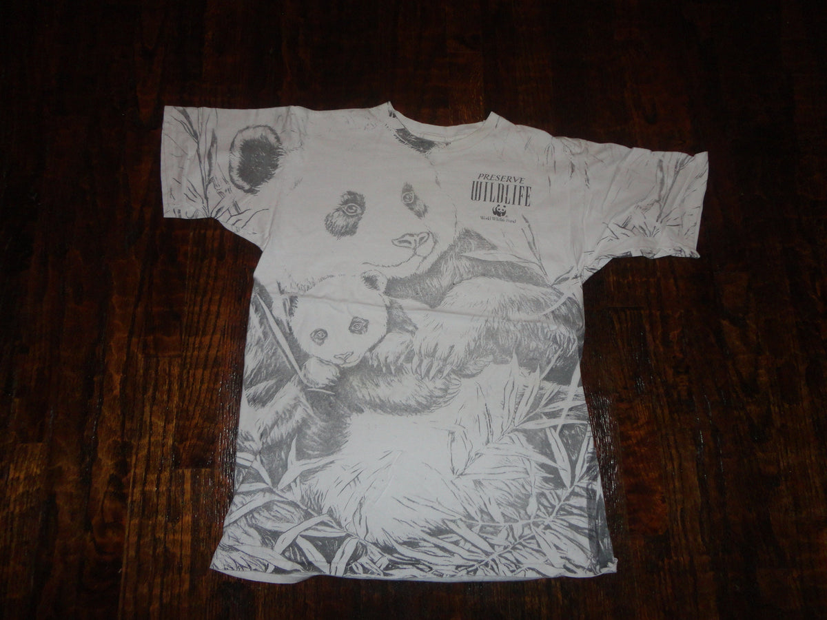 Vintage 9039s Preserve World Wildlife Fund Panda Bear AOP All Over Print Double Sided Single Stitch T Shirt L Graphic Tee – Cozy Vibes · Must-Have Style