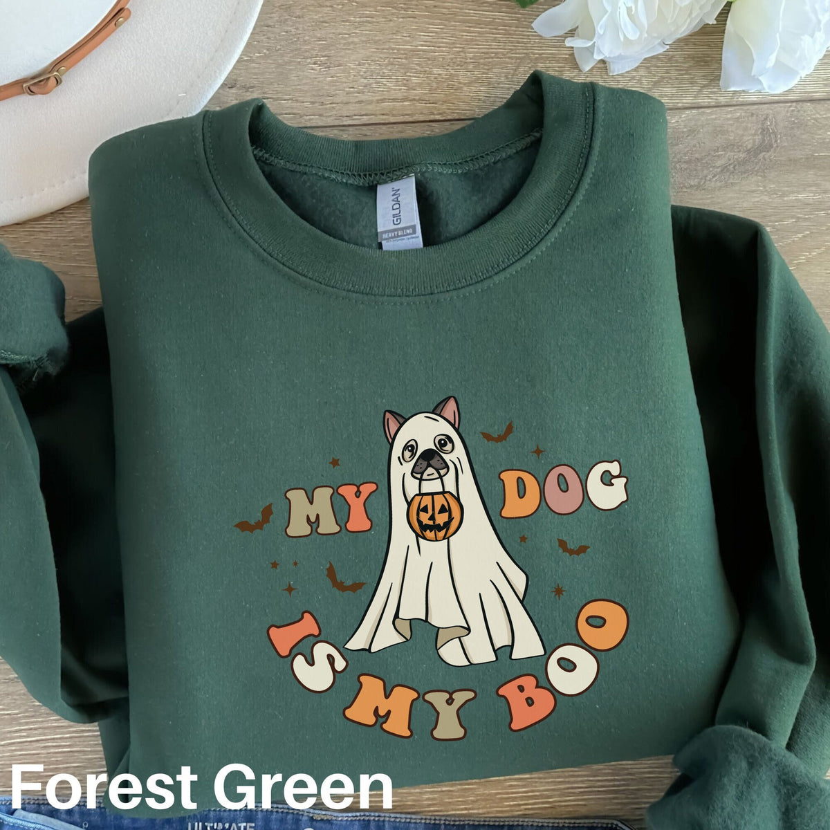 Ghost Dog Sweatshirt Dog Halloween Sweater My Dog Is My Boo Sweater Dog Lover Shirt Cute Halloween Sweatshirt Dog Lover Gift Dog Mom Sweatshirt – Premium Graphic · High-Quality Print