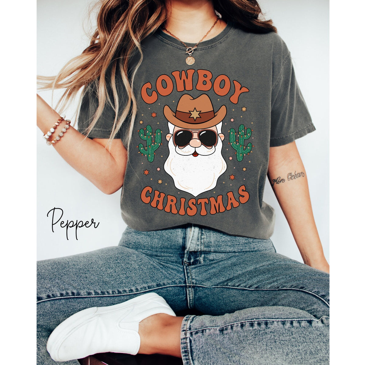 Cowboy Santa Shirt Retro Santa Shirt Christmas Shirt Cowboy Christmas TShirt Western Christmas Shirt Graphic Tee – Soft Feel · Must-Have Style