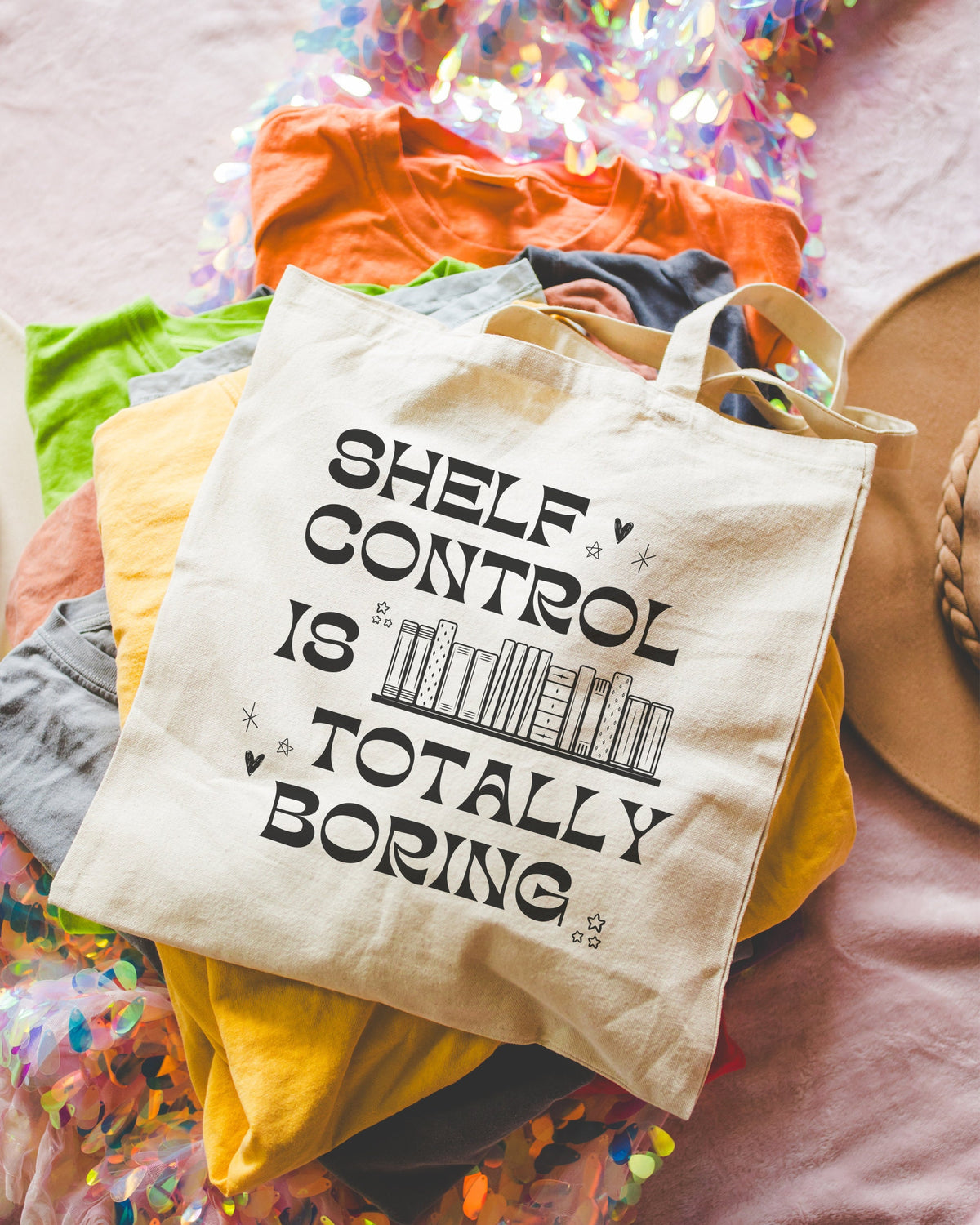 Funny Bookish Tote for Library Shelf Control is Totally Boring Cute Bookworm Reading Tote Bag for Reader Retro Aesthetic Book Lover Tote Tote Bag – Easygoing Wear · Must-Have Style