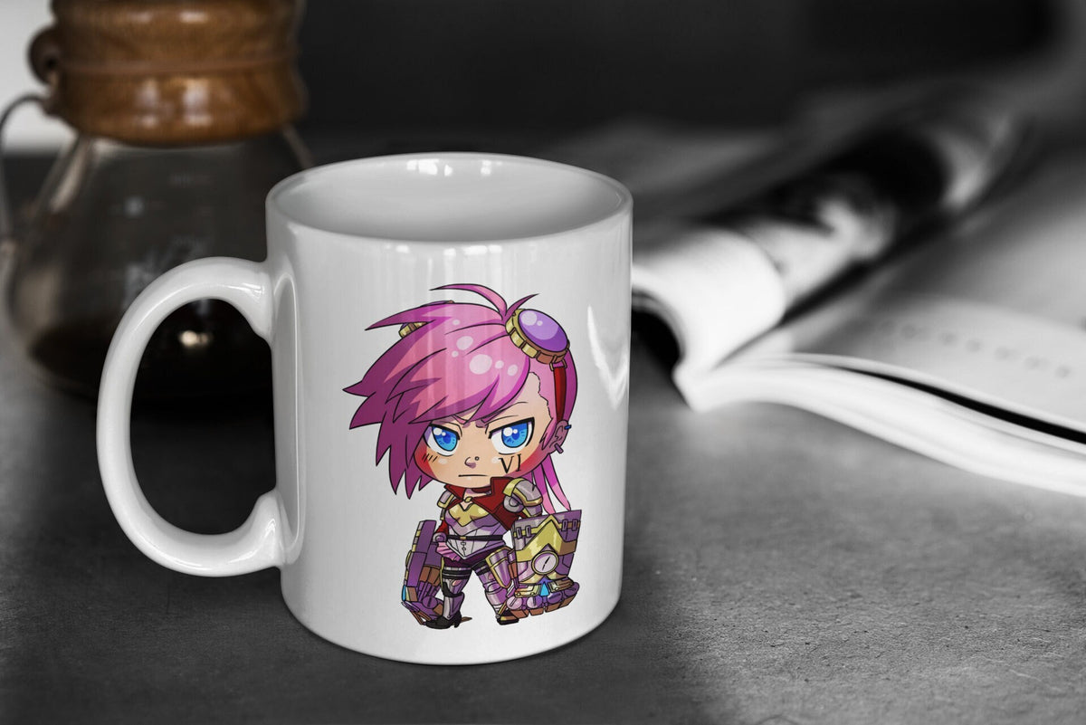 League of Legends Cute Chibi Vi 11oz White Glossy Mug Perfect Gift for Gamers and LoL Fans Graphic Tee – Aesthetic Look · Top Pick For Any Outfit
