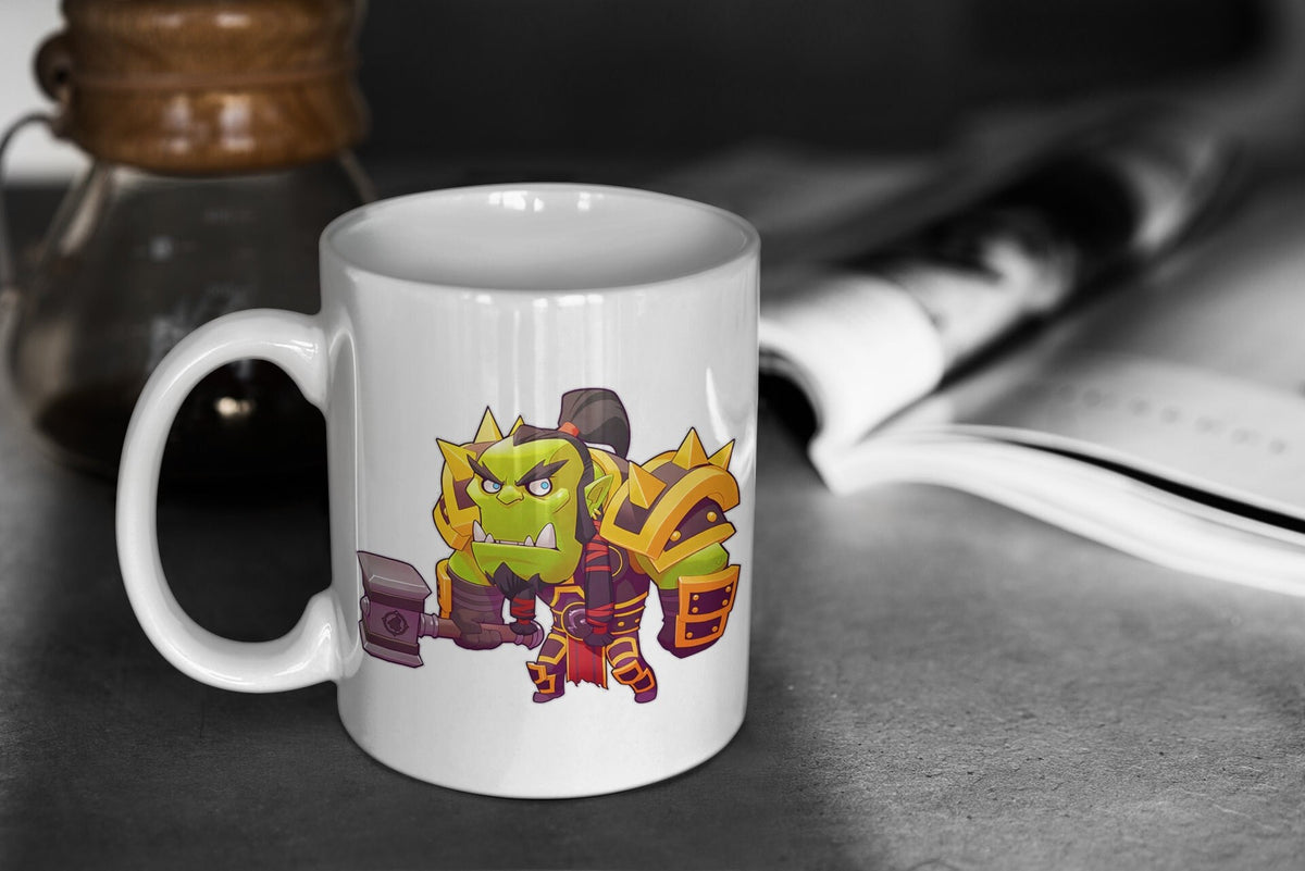 World of Warcraft Cute Chibi Thrall 11oz White Glossy Mug Perfect Gift for Gamers and Warcraft Fans Graphic Tee – Soft Feel · Trending Graphic Apparel