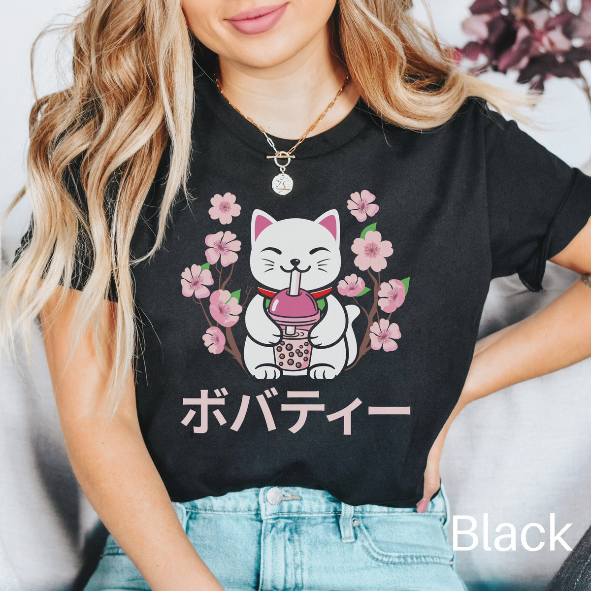 Boba Shirt Pink Cherry Blossom Shirt Sakura Shirt Kawaii Cat Tshirt Japanese Shirt Japan Tshirt Flower Shirt Bubble Milk Tea Shirt Graphic Tee – Cozy Vibes · Top Pick For Any Outfit
