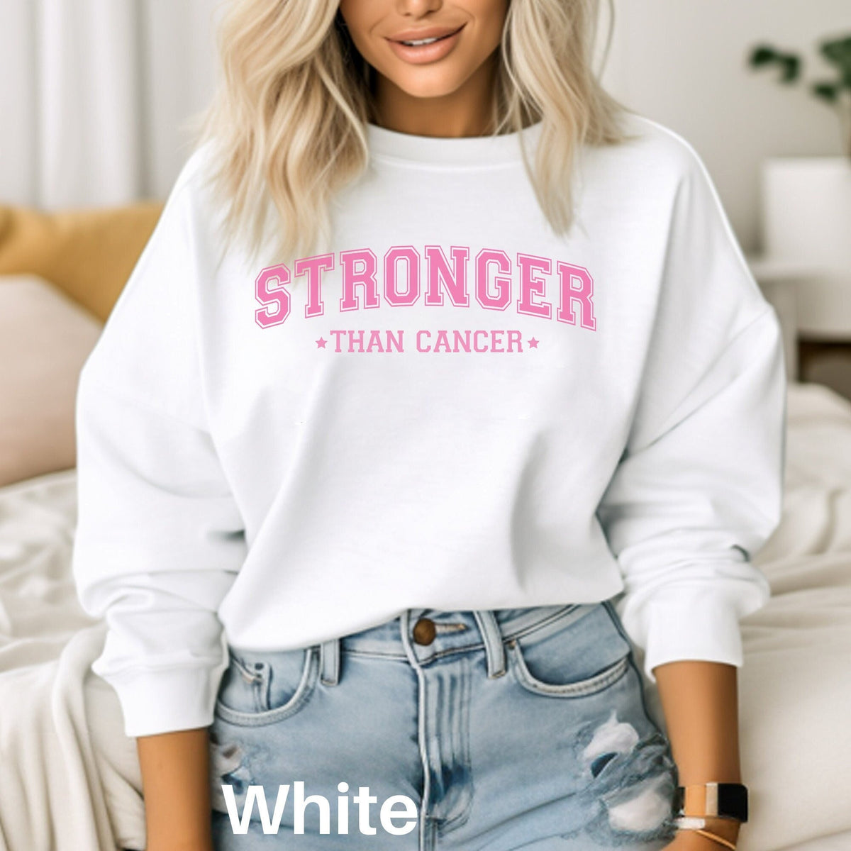 Breast Cancer Sweatshirt Stronger Than Cancer Breast Cancer Gift Cancer Support Sweater Cancer Survivor Cancer Fighter Pink Ribbon Shirt Sweatshirt – Cozy Vibes · Top Pick For Any Outfit