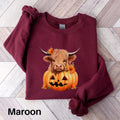 Highland Cow Sweatshirt Halloween Sweater Pumpkin Sweater Cow Halloween Sweater Cute Cow Sweatshirt Cow Lover Sweater Cow Lover Gift Sweatshirt – Warm & Stylish · Perfect For Daily Wear