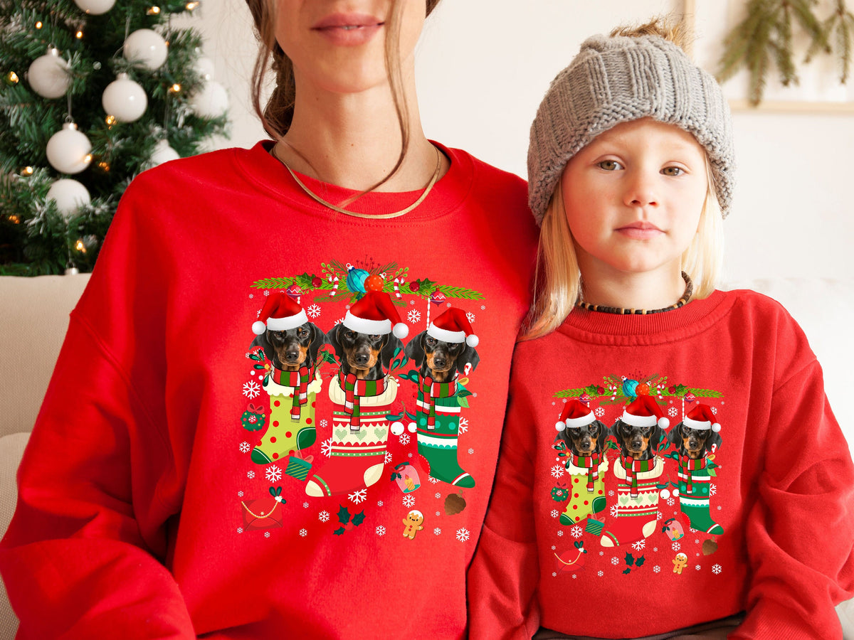 Xmas Sweatshirt Dachshund Dog Xmas Stocking Christmas Sweater Xmas Jumper For Men Women Kids Sweatshirt – Everyday Comfort · High-Quality Print