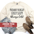 Cute Sweatshirt Funny Sweatshirt Women Sweatshirt Fall Clothing Halloween Gift Probably Hungry Likely Sleepy Always Cold Sweatshirt Sweatshirt – Aesthetic Look · Top Pick For Any Outfit