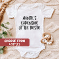 Cute Aunt Baby Bodysuit Baby Shower Gift Aunt Baby Romper Baby Announcement Baby Reveal Auntie39s Expensive Little Bestie Baby Bodysuit Graphic Tee – Everyday Comfort · Top Pick For Any Outfit