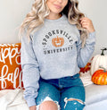 Womens Grey Halloween Sweater Vintage Style Halloween Sweatshirt Halloween College Shirt Pumpkin Print Sweatshirt Sweatshirt – Warm & Stylish · Trending Graphic Apparel