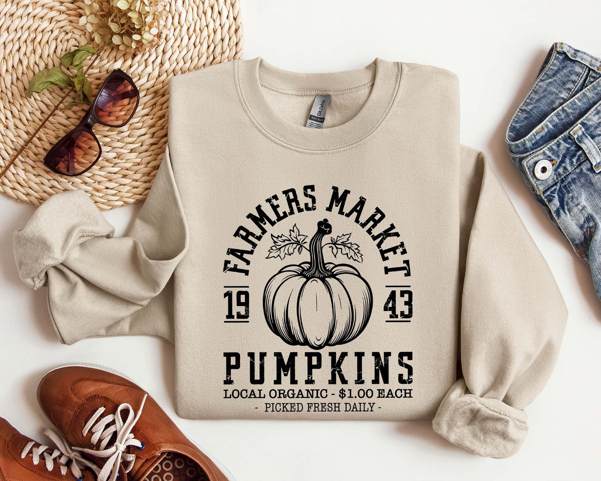 Farmers Market SweatshirtRetro Thanksgiving SweatshirtPumpkin SweatshirtCute Fall SweatshirtPumpkin CrewneckHalloween Shirt Sweatshirt – Fan Favorite · High-Quality Print