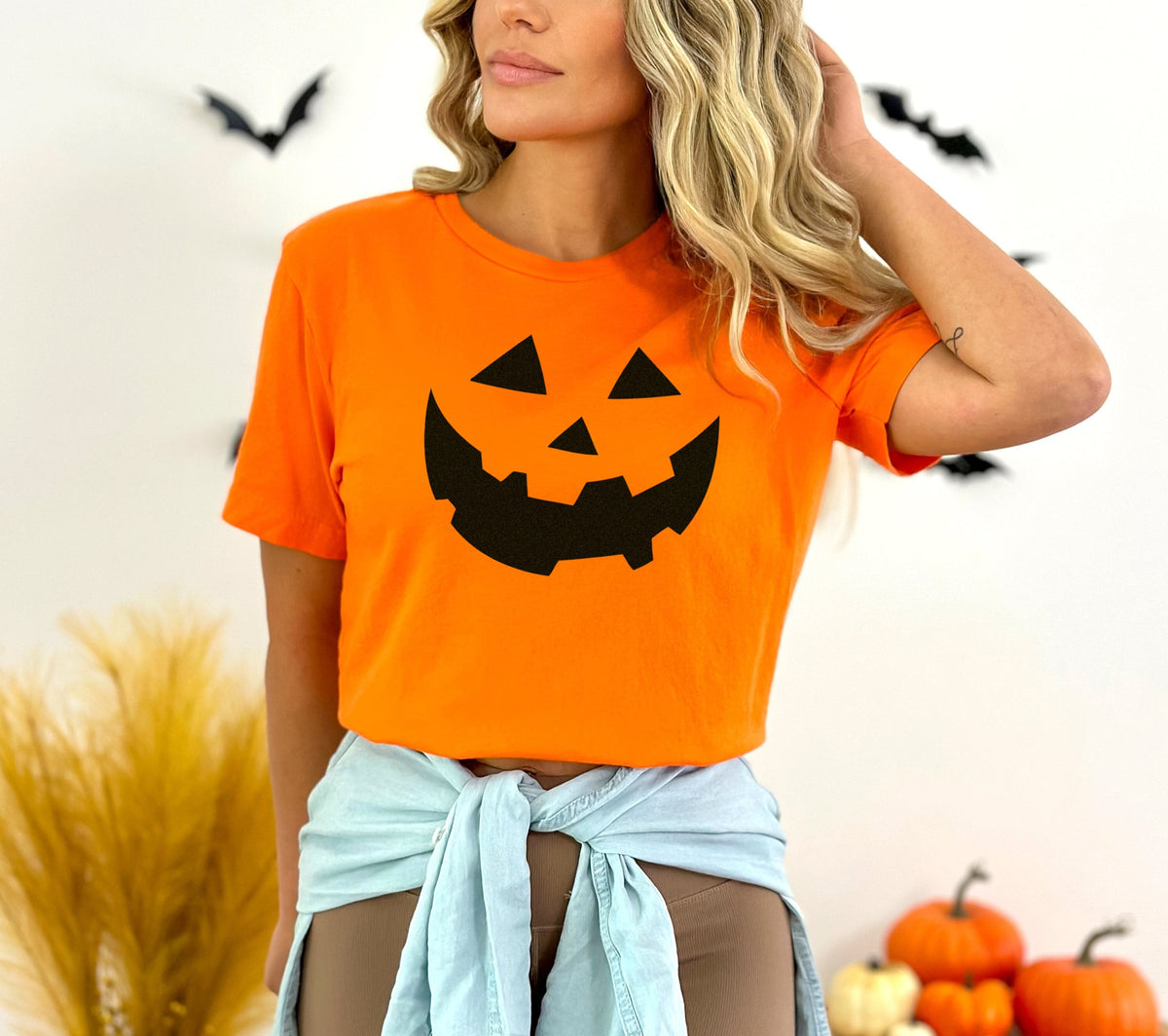 Halloween Pumpkin Face Shirt Halloween Party Costume TShirt Graphic Tee – Aesthetic Look · High-Quality Print