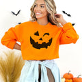 Orange Pumpkin Sweatshirt Halloween Pumpkin Face Sweater Winking Pumpkin Shirt Womens Orange Halloween Sweatshirt Sweatshirt – Easygoing Wear · Top Pick For Any Outfit
